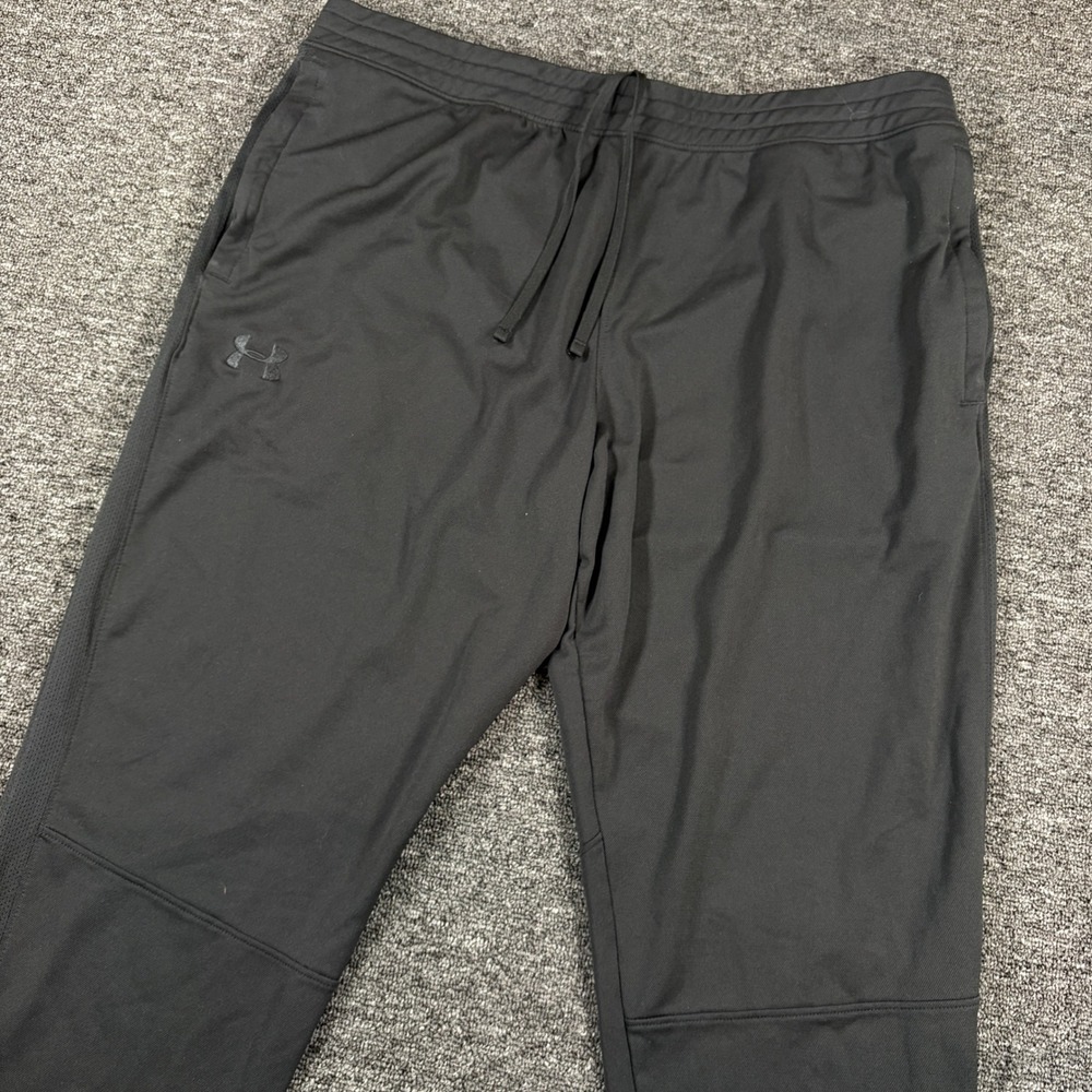 Under Armour Track Pants Mens XXL Black Fitted Mesh Panel Ankle Zip Athletic